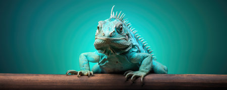 Beautyfull green chamelon. Veiled colorful chameleon on branch. Reptile lizardの素材