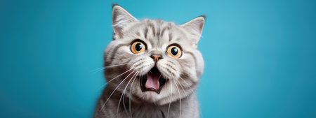 Cute cat curiously peeking over background. Kitten showing poster template. Banner about petsの素材