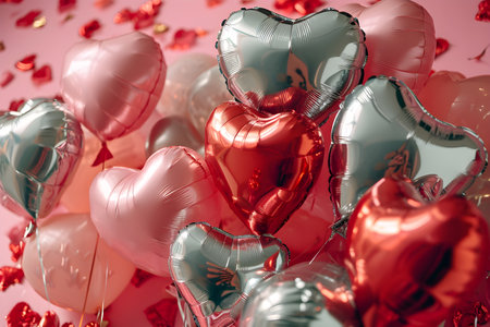 Heart shaped pink balloons for birthday, anniversary, wedding, Women's, Mother's, Valentine's dayの素材