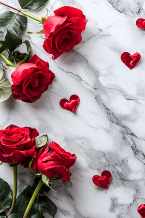 Beautiful rose flowers and green leaves. Retro floral background. Love and romantic conceptの素材