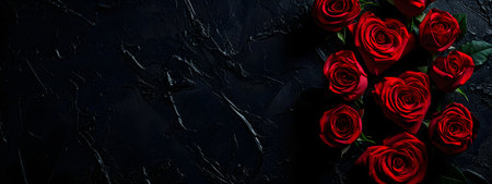 Beautiful rose flowers and green leaves. Retro floral background. Love and romantic conceptの素材