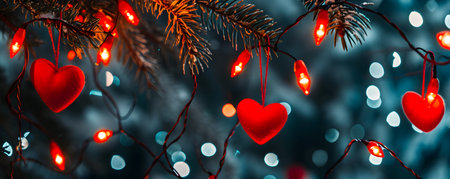 Heart bokeh background, night city lights. City in love. Valentine's Dayの素材