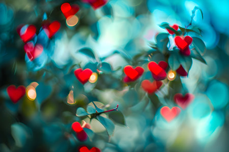 Heart bokeh background, night city lights. City in love. Valentine's Dayの素材