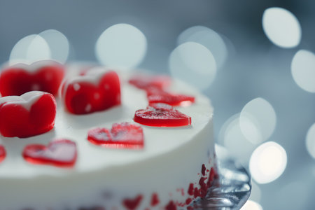 Sweet berries cake for Valentine's day or birthday. Celebration concept. Love and romanticの素材