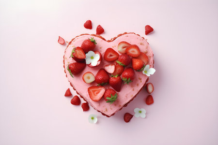 Sweet berries cake for Valentine's day or birthday. Celebration concept. Love and romanticの素材