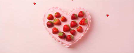 Sweet berries cake for Valentine's day or birthday. Celebration concept. Love and romanticの素材