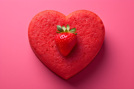 Sweet berries cake for Valentine's day or birthday. Celebration concept. Love and romanticの素材