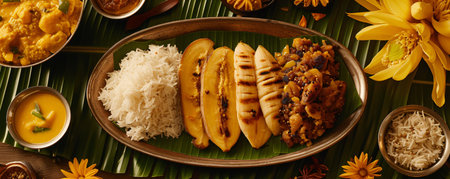 Assorted Indian food set on dark background. Plates with different dishes of Indian cuisineの素材