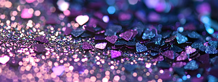 Abstract purple and pink glitter lights background. Circle blurred bokeh. Romantic backdropの素材