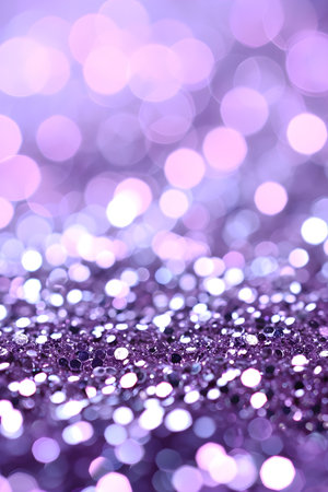 Abstract purple and pink glitter lights background. Circle blurred bokeh. Romantic backdropの素材