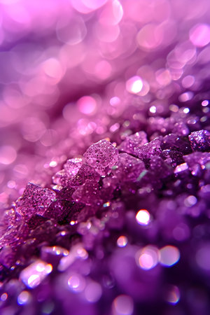 Abstract purple and pink glitter lights background. Circle blurred bokeh. Romantic backdropの素材