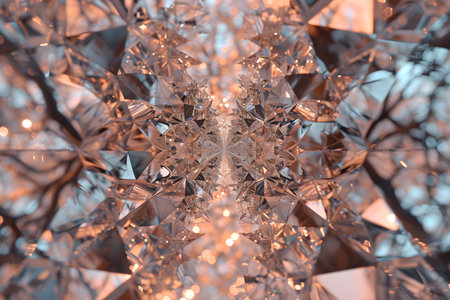 Kaleidoscope abstract mosaic background. Diamond gemstone texture. Stained glass effectの素材