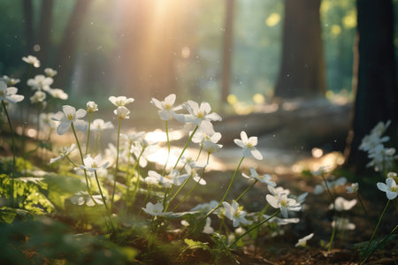 Snowdrops flowers in the snow in garden or forest. First wild flower in sunlight. Spring conceptの素材