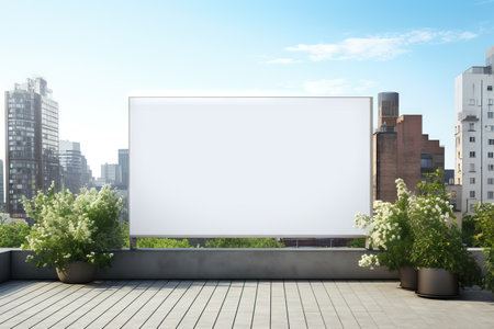 Empty billboard with copy space. Mock up of blank white street poster. Outdoor info bannerの素材