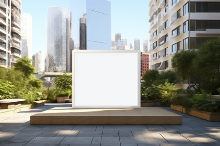 Empty billboard with copy space. Mock up of blank white street poster. Outdoor info bannerの素材