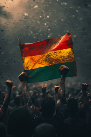 Hand raised with closed fist. Black power hand, protest and revolution gesture. Black lives matterの素材