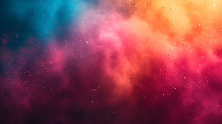 Freeze motion of colorful powder explosion on dark background. Holi celebration, festival of colorsの素材