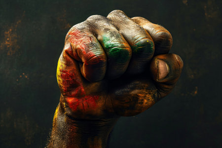 African american man raising fist hand. Juneteenth, Emancipation day. Black history month, dayの素材