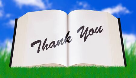Word thank you concept on open bookの写真素材