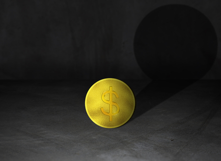 Financial growth concept, business investment, gold coin and shadowの写真素材