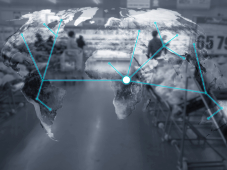 Global trading network, supply chain management concept, logistic import and export, Elements of this image furnished by NASAの写真素材