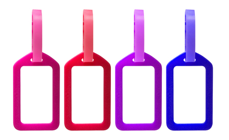 Isolate plastic name tag or label on white backgroundの写真素材