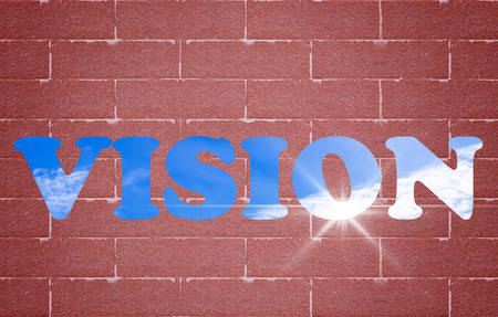 Business vision concept, text on red brick wall background, copy spaceの写真素材