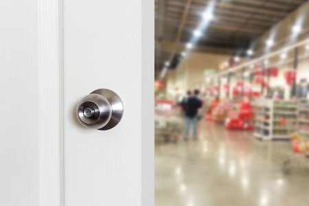 Door open on department store blur background, business conceptの写真素材