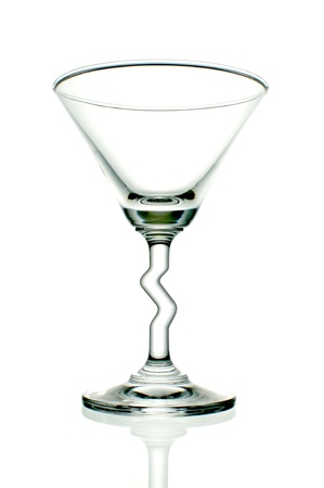Empty wine glasses isolated on white background の写真素材
