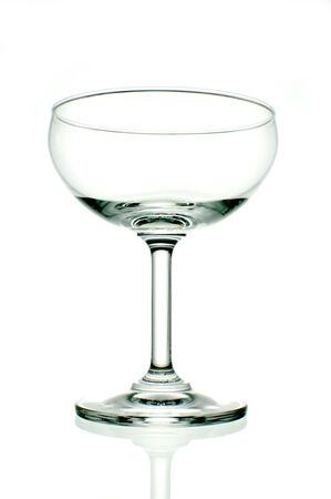Empty wine glasses isolated on white background の写真素材