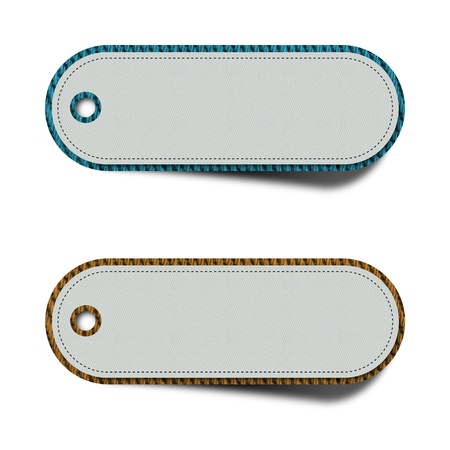 Blank fabric tag  isolated on white background  Price tag, gift tag, sale tag, You can add your text insideの写真素材