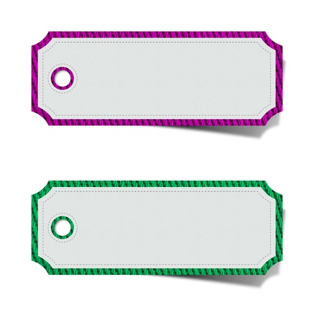 Blank fabric tag  isolated on white background  Price tag, gift tag, sale tag, You can add your text insideの写真素材
