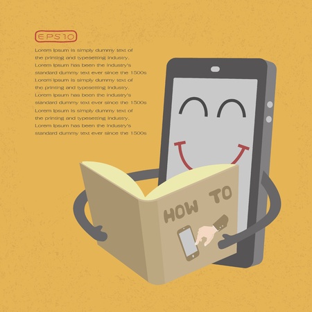 Smartphone read book  , eps10 vector formatのイラスト素材