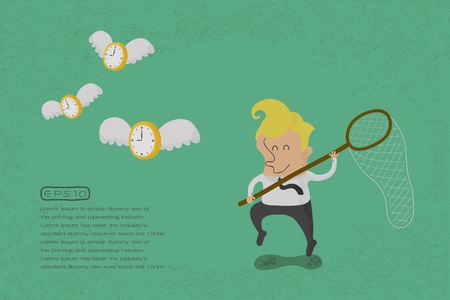 happy man hunting flying time  , eps10 vector formatのイラスト素材