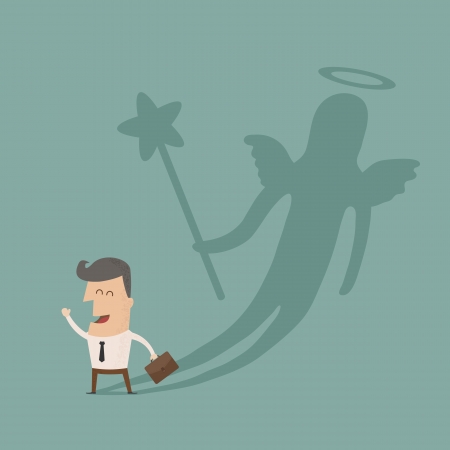  Businessman casting a angel shadow , eps10 vector formatのイラスト素材