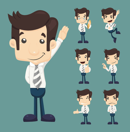 Set of businessman characters poses , eps10 vector formatのイラスト素材