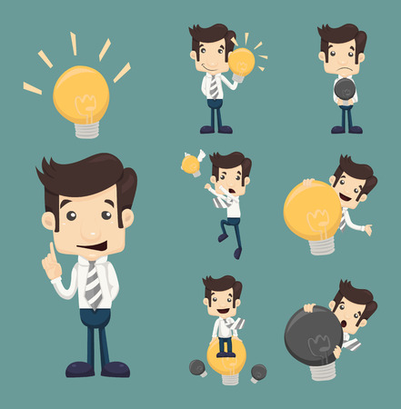 Set of businessman characters make idea , eps10 vector formatのイラスト素材