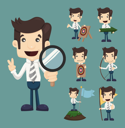 Set of businessman aimming target characters poses , eps10 vector formatのイラスト素材