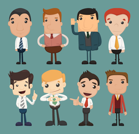 Set of businessman characters poses , office worker , eps10 vector formatのイラスト素材
