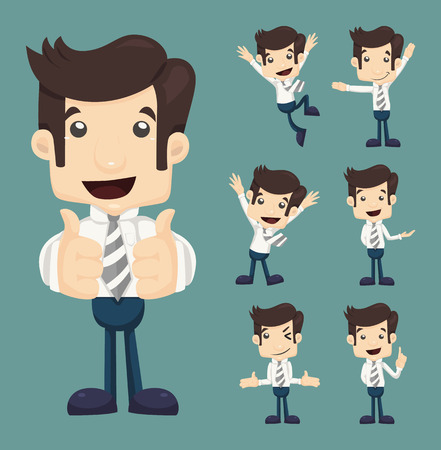 Set of businessman characters poses , eps10 vector formatのイラスト素材