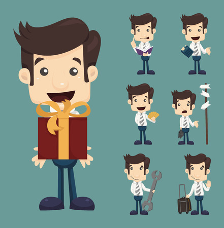 Set of businessman characters poses のイラスト素材