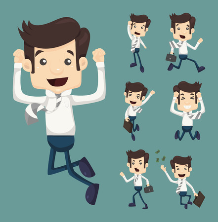 Set of businessman leaping characters posesのイラスト素材