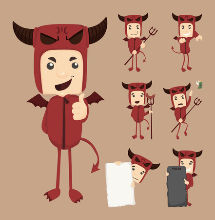 Set of devil characters posesのイラスト素材