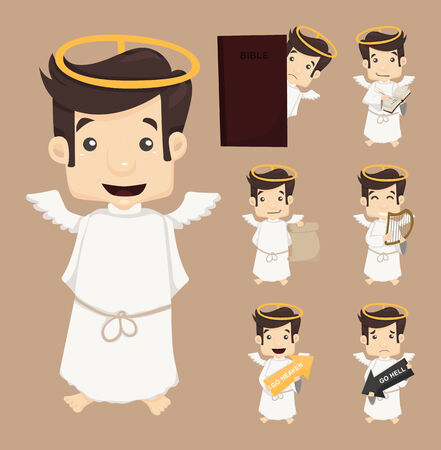 Set of angel characters poses のイラスト素材