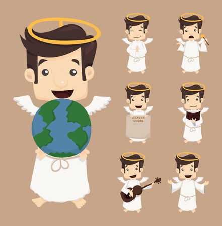 Set of angel characters poses のイラスト素材