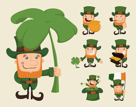 Set of leprechaun characters posesのイラスト素材