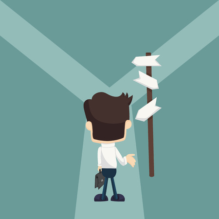 Businessman do not know where to go のイラスト素材
