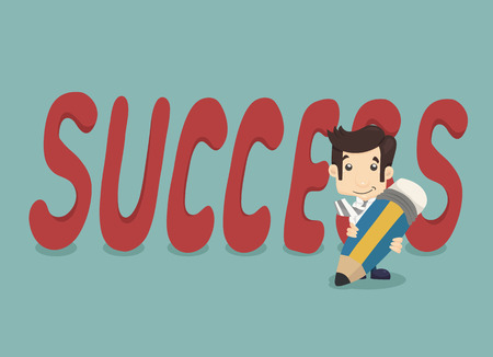 Businessman with pencil writing success , eps10 vector formatのイラスト素材