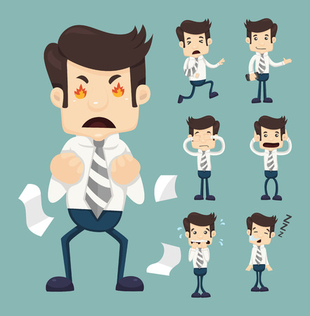 Set of businessman characters poses