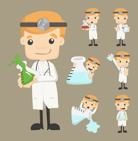 Set of doctor characters poses のイラスト素材